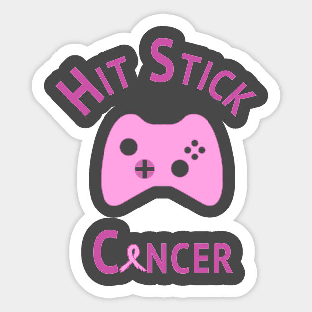 Hit Stick Breast Cancer - Hand Drawn Sticker by ohmyshirt